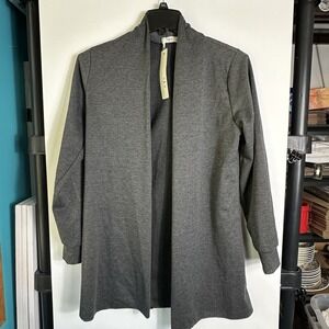 VLD Victoria Leland Designs Womens Size M Gray Check‎ Open Front Cardigan NEW